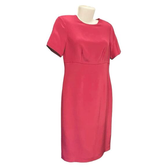 Talbots Women's Pink 100% Pure Silk Empire Waist Short Sleeve Sheath Dress Sz 4 - Picture 2 of 11